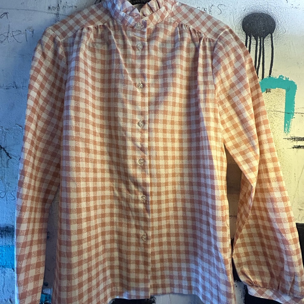 Pink and White Checkered Blouse